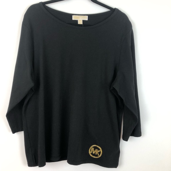 Michael Kors Tops - MICHAEL KORS Black Tunic w/Gold-Metal Logo